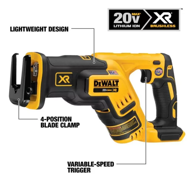 DEWALT 20-Volt MAX XR Cordless Brushless Compact Reciprocating Saw (Tool-Only)