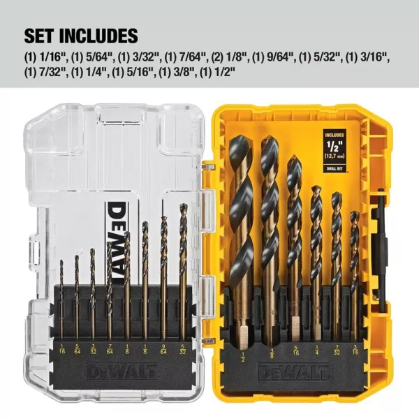 DEWALT Steel Screwdriving Bit Set with Tough Case (29-Piece) with Black and Gold Drill Bit Set (14-Piece)