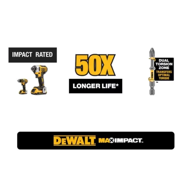 DEWALT MAX IMPACT 2.5 in.  #2 Philips Bit (15-Piece) with Small Bulk Storage