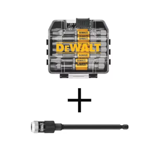 DEWALT MAX IMPACT 2.5 in. #2 Square Bit (15-Piece) with Small Bulk Storage Case with Bonus MAX Impact 6 in. Bit Holder