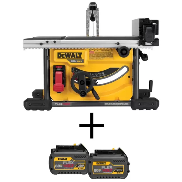 DEWALT FLEXVOLT 60-Volt MAX  Cordless Brushless 8-1/4 in. Table Saw Kit with (2) FLEXVOLT 6.0Ah Batteries