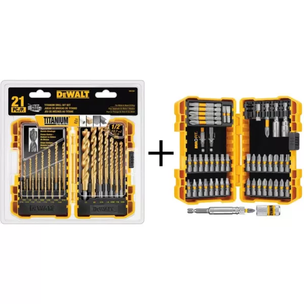 DEWALT Titanium Pilot Point Drill Bit Set (21-Piece) with Bonus MaxFit Screwdriving Set (45-Piece)