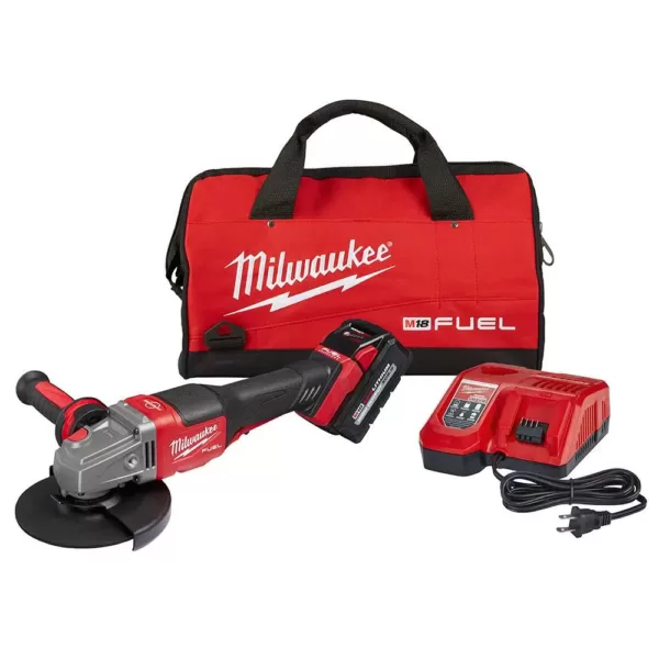 Milwaukee M18 FUEL 18-Volt Lithium-Ion Brushless Cordless 4-1/2 in./6 in. Grinder with Paddle Switch Kit and One 6.0 Ah Battery