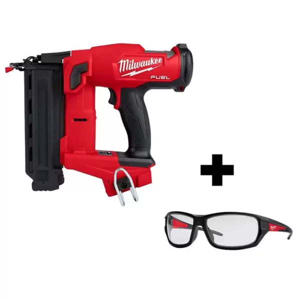 Milwaukee M18 FUEL 18-Volt 18-Gauge Lithium-Ion Brushless Cordless Gen II Brad Nailer and Clear Performance Safety Glasses