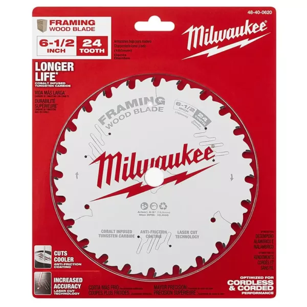 Milwaukee 6-1/2 in. x 24-Tooth Framing Circular Saw Blade