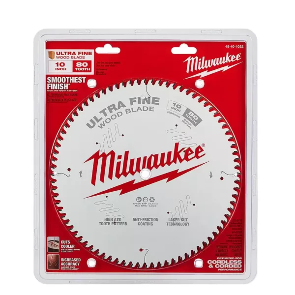 Milwaukee 10 in. x 80-Tooth Ultra Fine Finish Circular Saw Blade