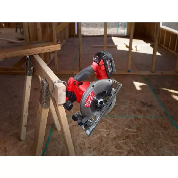 Milwaukee M18 FUEL 18-Volt Lithium-Ion Brushless Cordless 6-1/2 in. Circular Saw Kit w/ (2) 5.0Ah Batteries, Charger, Tool Bag