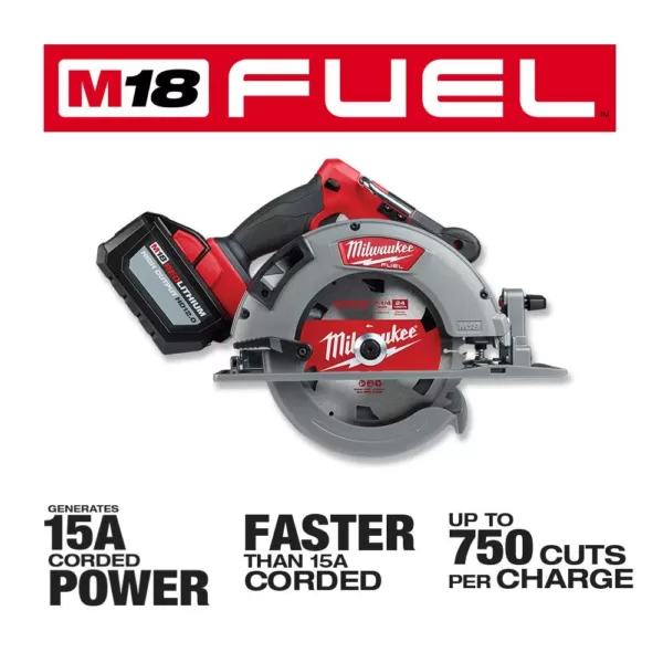 Milwaukee M18 FUEL 18-Volt Lithium-Ion Brushless Cordless 7-1/4 in. Circular Saw Kit with One 12.0Ah Battery, Charger, Tool Bag