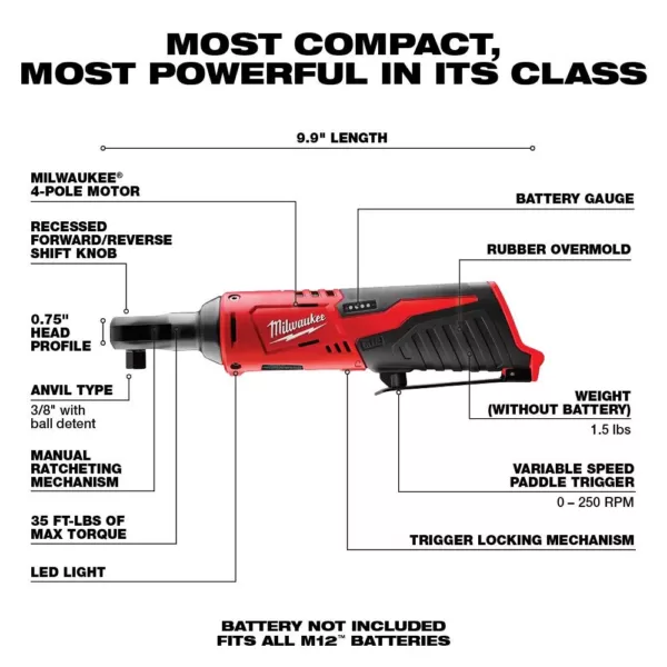 Milwaukee M12 12-Volt Lithium-Ion Cordless 3/8 in. Ratchet Multi-Tool Combo Kit with (1) 2.0Ah Battery and Charger