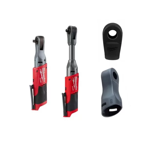 Milwaukee M12 FUEL 12-Volt Lithium-Ion Brushless Cordless 3/8in. Ratchet & Extended Reach Ratchet (Tool-Only) W/Protective Boots