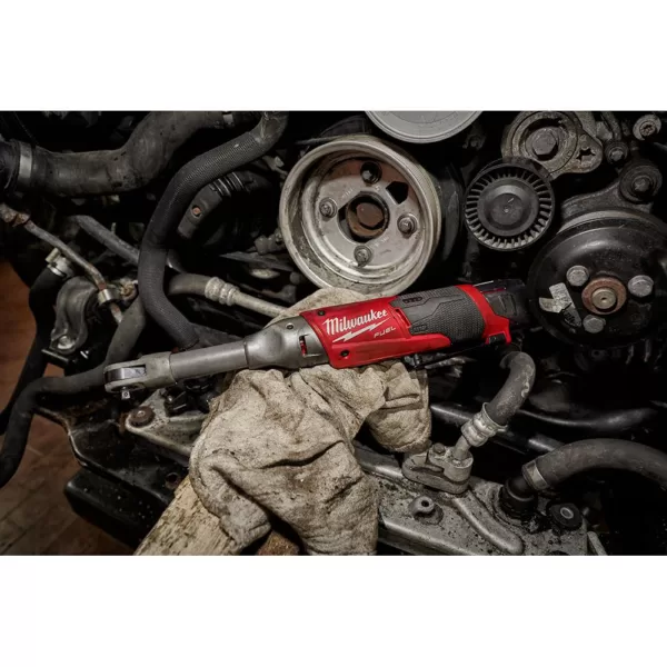 Milwaukee M12 FUEL 12-Volt Lithium-Ion Brushless Cordless 1/4 in. Extended Reach Ratchet Kit with One 2.0 Ah Batteries