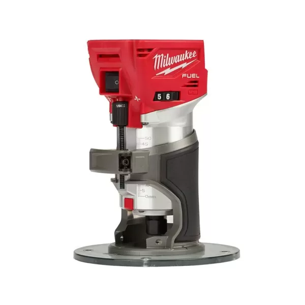 Milwaukee M18 FUEL 18-Volt Lithium-Ion Brushless Cordless Compact Router w/ Compact Router Offset Base & Router Plunge Base