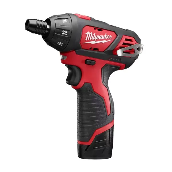 Milwaukee M12 12-Volt Lithium-Ion Cordless 1/4 in. Hex Screwdriver Kit with LED Light, Two 1.5Ah Batteries, Charger and Tool Bag