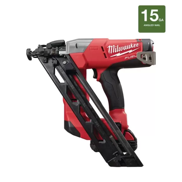 Milwaukee M18 FUEL 18-Volt Lithium-Ion Brushless Cordless 15-Gauge Angled Finish Nailer Kit W/ (1) 2.0Ah Battery, Charger & Bag