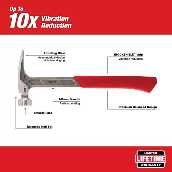 Milwaukee 22 oz. Smooth Face Framing Hammer with Hammer Loop