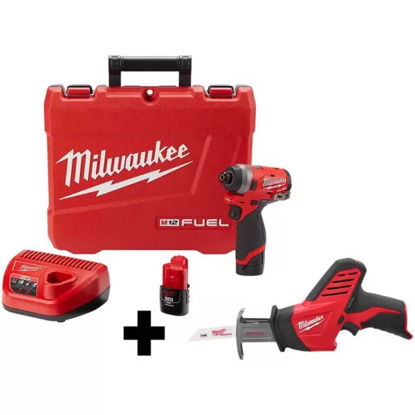 Milwaukee M12 FUEL 12-Volt Lithium-Ion Brushless Cordless 1/4 in. Hex Impact Driver Kit with Free M12 HACKZALL