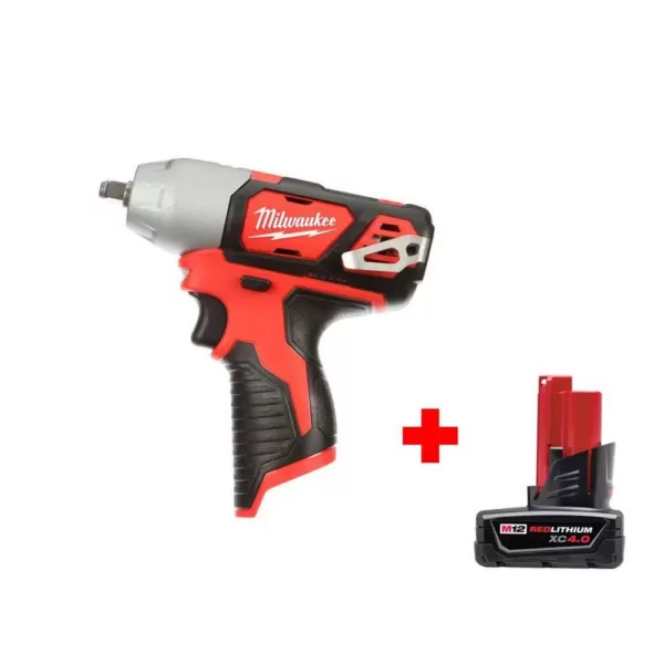 Milwaukee M12 12-Volt Lithium-Ion Cordless 3/8 in. Impact Wrench with 4.0 Ah M12 Battery