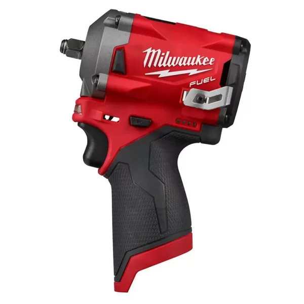 Milwaukee M12 FUEL 12-Volt Lithium-Ion Brushless Cordless Stubby 3/8 in. Impact Wrench and HACKZALL with two 3.0 Ah Batteries