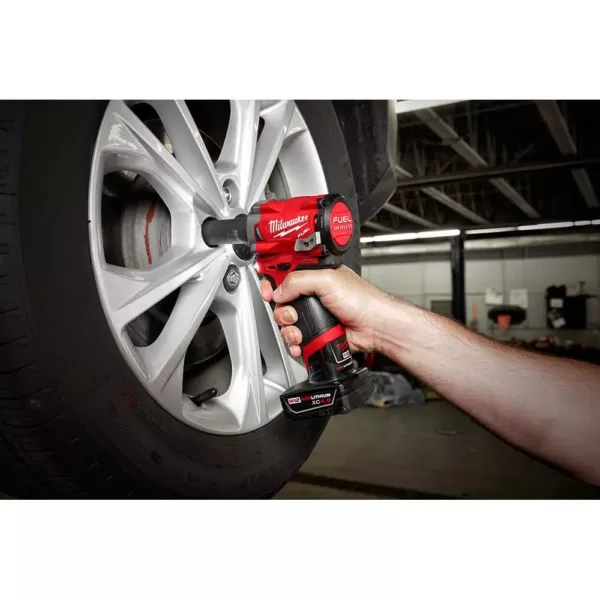 Milwaukee M12 FUEL 12-Volt Lithium-Ion Brushless Cordless Stubby 1/2 in. Impact Wrench Kit with One 4.0 and One 2.0Ah Batteries