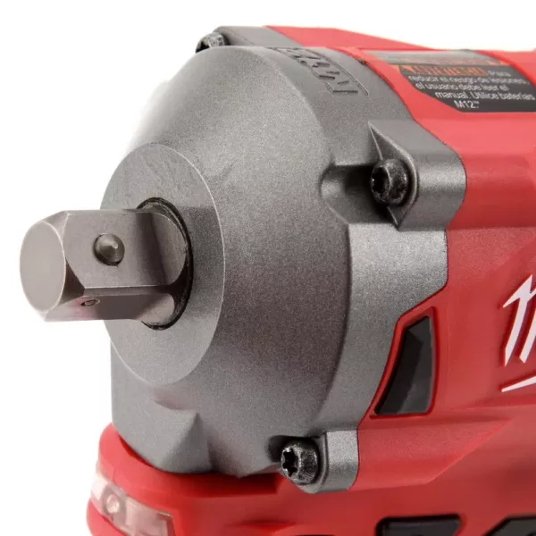 Milwaukee M12 FUEL 12-Volt Lithium-Ion Brushless Cordless Stubby 1/2 in. Impact Wrench with Pin Detent with M12 2.0Ah Battery