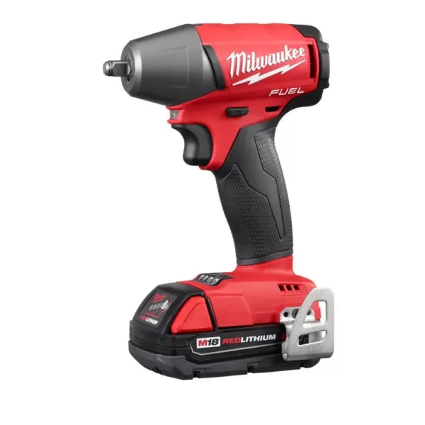 Milwaukee M18 FUEL 18-Volt Lithium-Ion Brushless Cordless 3/8 in. Impact Wrench W/ Friction Ring Kit W/ (2) 2.0Ah Batteries