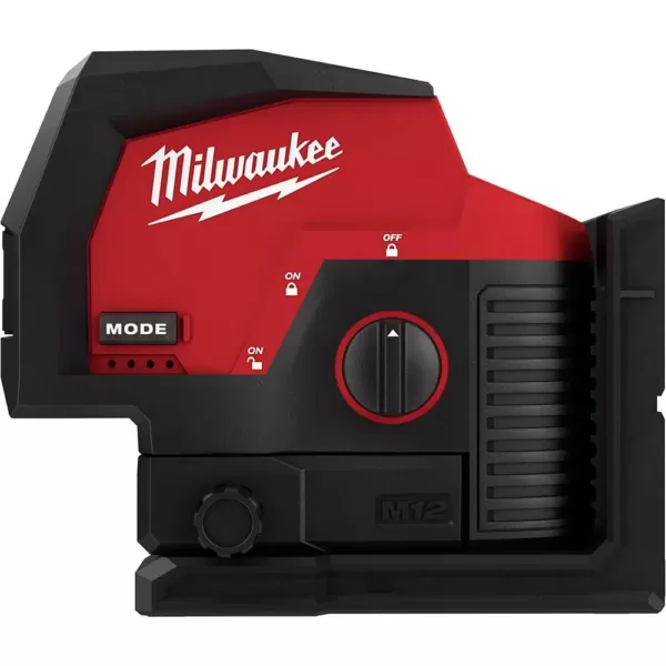 Milwaukee M12 12-Volt Lithium-Ion Cordless Green 125 ft. Cross Line and Plumb Points Laser Level (Tool-Only)