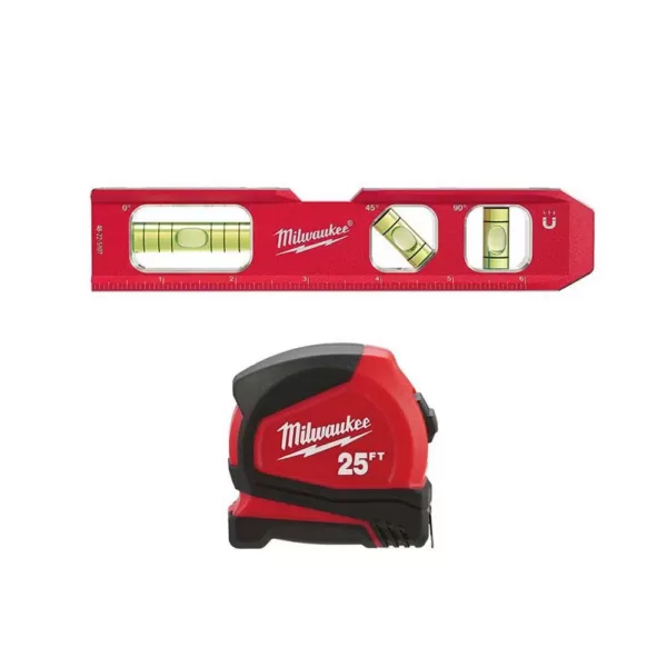 Milwaukee 7 in. Billet Torpedo Level W/ 25 ft. Compact Tape Measure