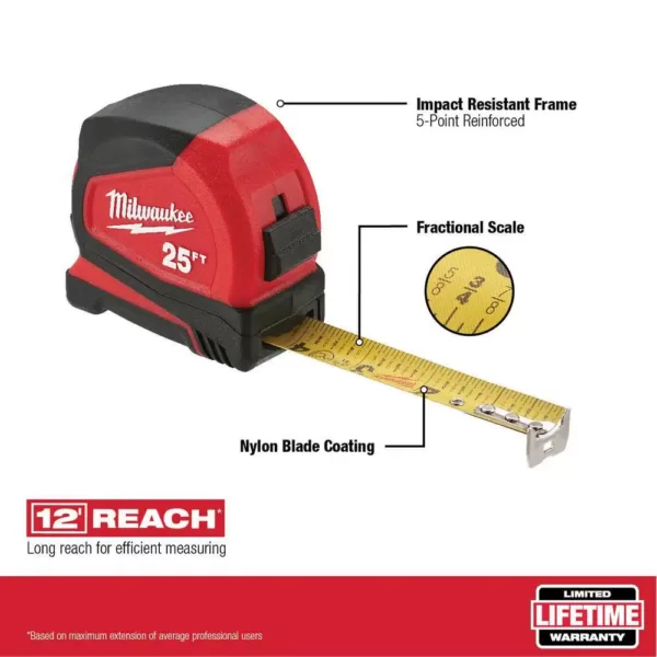 Milwaukee 7 in. Billet Torpedo Level W/ 25 ft. Compact Tape Measure