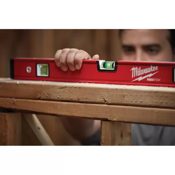 Milwaukee 10 in. / 24 in. / 48 in. REDSTICK Box and Torpedo Level Set