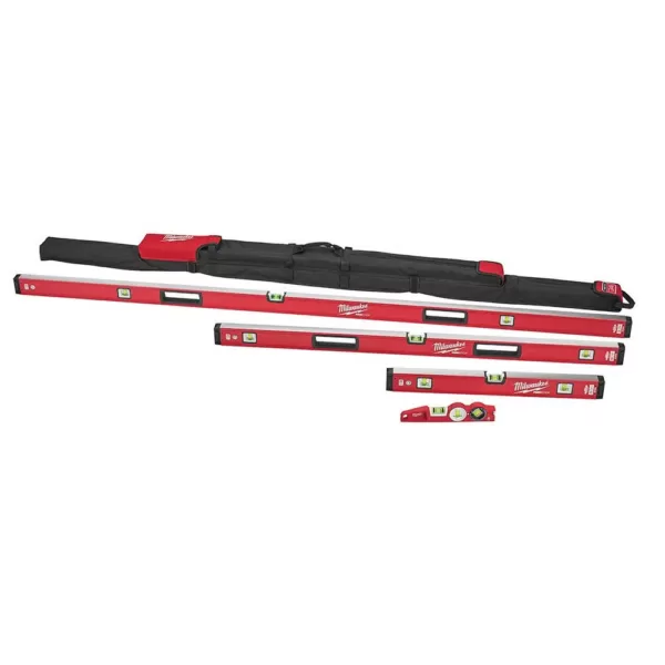 Milwaukee 10 in. /24 in. /48 in. /78 in. REDSTICK Magnetic Box and Torpedo Level Set