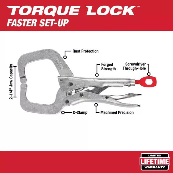 Milwaukee 6 in. Torque Lock Locking C-Clamp with Regular Jaws