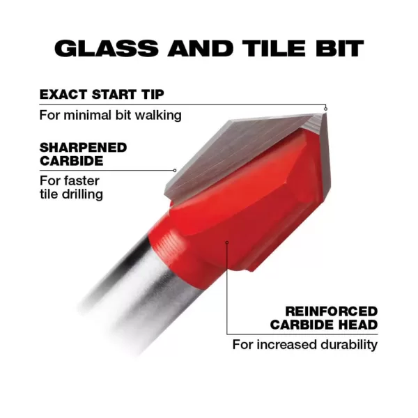 Milwaukee Carbide Glass and Tile Bit Set (4-Pack)