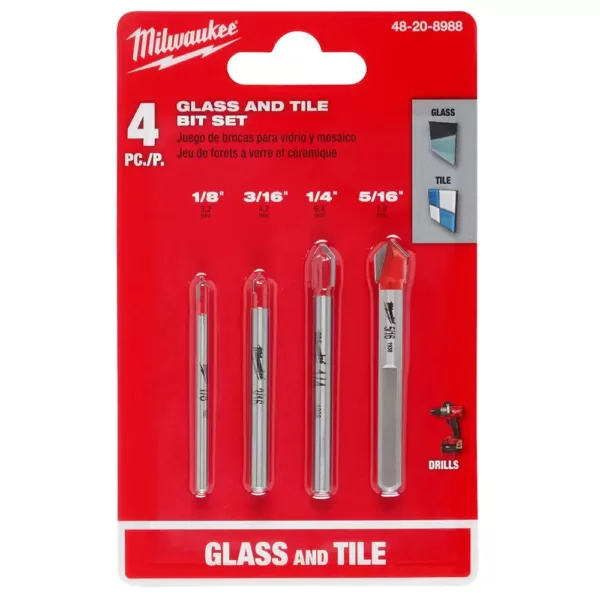 Milwaukee Carbide Glass and Tile Bit Set (4-Pack)