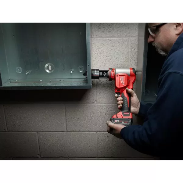 Milwaukee M18 18-Volt Lithium-Ion Cordless 1/2 in.- 4 in. Force Logic Knockout Tool Kit /W  FUEL Hammer Drill & 5.0 Ah Battery