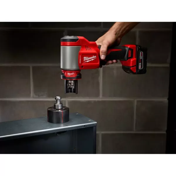 Milwaukee M18 18-Volt Lithium-Ion Force Logic Cordless 1/2 in. - 4 in. Knockout Tool Kit /W Bonus Impact Driver and Step Bits