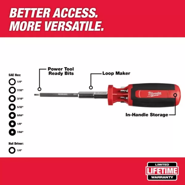 Milwaukee 9-in-1 SAE Hex/Key Drive Multi-Bit Screwdriver