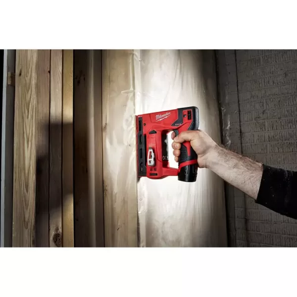 Milwaukee M12 12-Volt Lithium-Ion Cordless 3/8 in. Crown Stapler and Multi-Tool Combo Kit with (1) 2.0Ah Battery and Charger