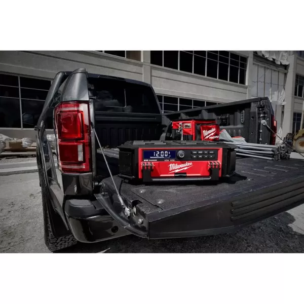 Milwaukee M18 Lithium-Ion Cordless PACKOUT Radio/Speaker with Built-In Charger w/PACKOUT 22 in. Rolling Tool Box & 16 Qt. Cooler