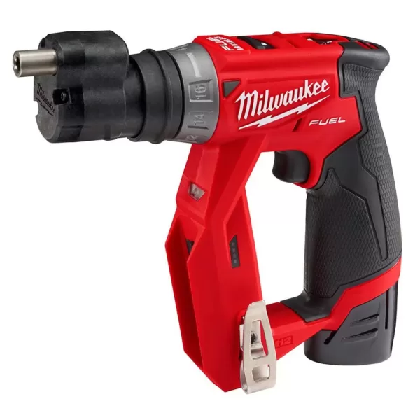 Milwaukee M12 FUEL 12-Volt Lithium-Ion Brushless Cordless 4-in-1 Installation 3/8in. Drill Driver & SURGE Impact Driver Combo Kit