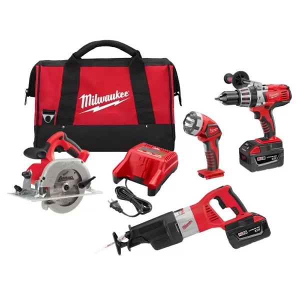 Milwaukee M28 28-Volt Lithium-Ion Cordless Combo Kit (4-Tool) with (2) 3.0Ah Batteries, (1) Charger, (1) Tool Bag