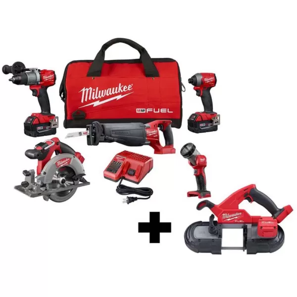 Milwaukee M18 FUEL 18-Volt Lithium-Ion Brushless Cordless Combo Kit (5-Tool) with  M18 FUEL Compact Bandsaw