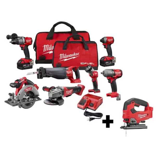 Milwaukee M18 FUEL 18-Volt Lithium-Ion Brushless Cordless Combo Kit (7-Tool) with Two 5.0 Ah Batteries and M18 FUEL Jigsaw