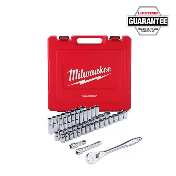 Milwaukee 1/2 in. Drive SAE/Metric Ratchet and Socket Mechanics Tool Set (47-Piece)