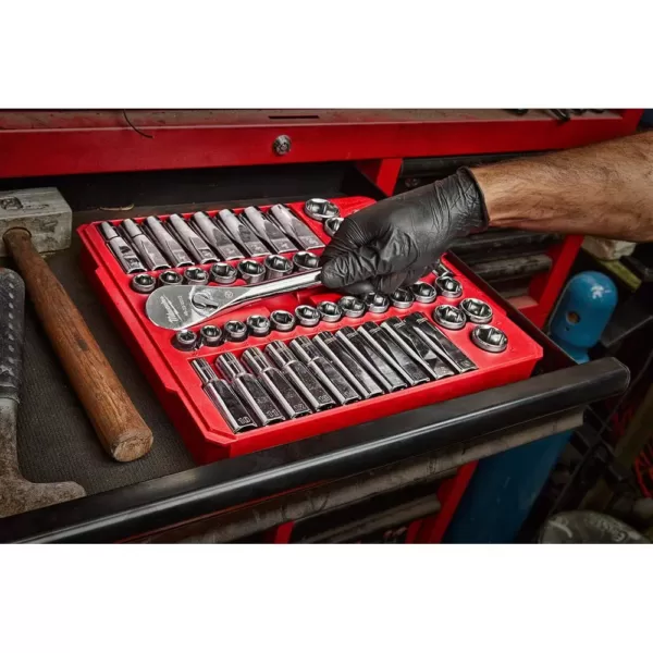 Milwaukee 1/2 in. Drive SAE/Metric Ratchet and Socket Mechanics Tool Set (47-Piece)