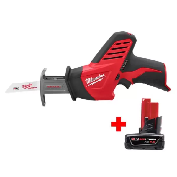 Milwaukee M12 12-Volt Lithium-Ion HACKZALL Cordless Reciprocating Saw with Free 4.0 Ah M12 Battery