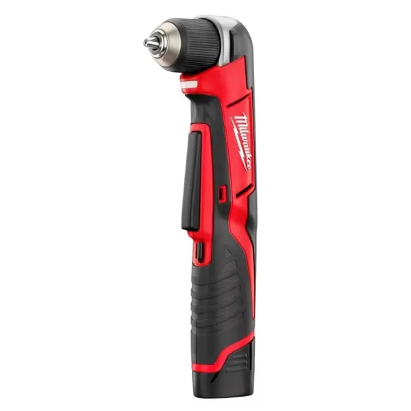 Milwaukee M12 12-Volt Lithium-Ion Cordless 3/8 in. Right-Angle Drill W/(1) 1.5Ah Battery, Charger & Tool Bag