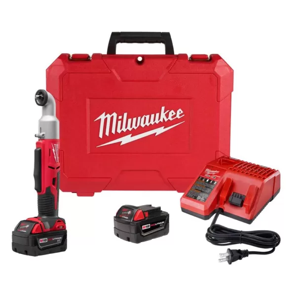 Milwaukee M18 18-Volt Lithium-Ion Cordless 3/8 in. 2-Speed Right Angle Impact Wrench Kit W/(2) 3.0Ah Batteries, Charger, Hard Case