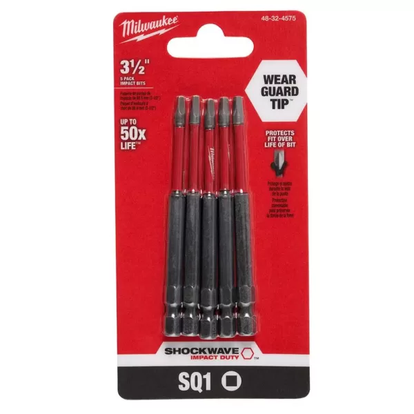 Milwaukee SHOCKWAVE Square #1 3.5 in. Impact Duty Steel Screwdriver Bit (5-Pack)