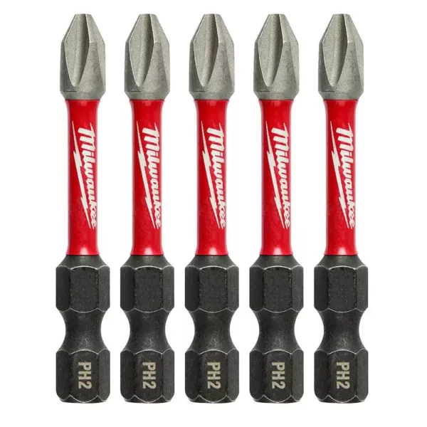 Milwaukee Shockwave #2 Philips  2 in. Impact Duty Steel Power Bit (5-Pack)