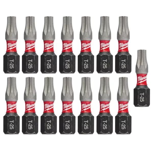 Milwaukee T25 1 in. Shockwave Impact Steel Duty Insert Bits (15-Pack)